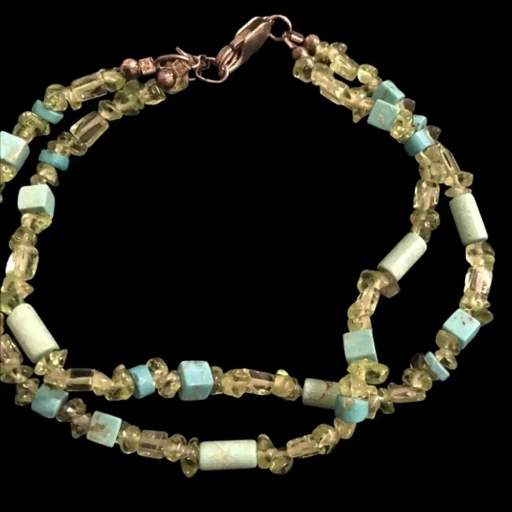 VINTAGE Green and Turquoise Color Beaded Bracelet - Picture 3 of 7